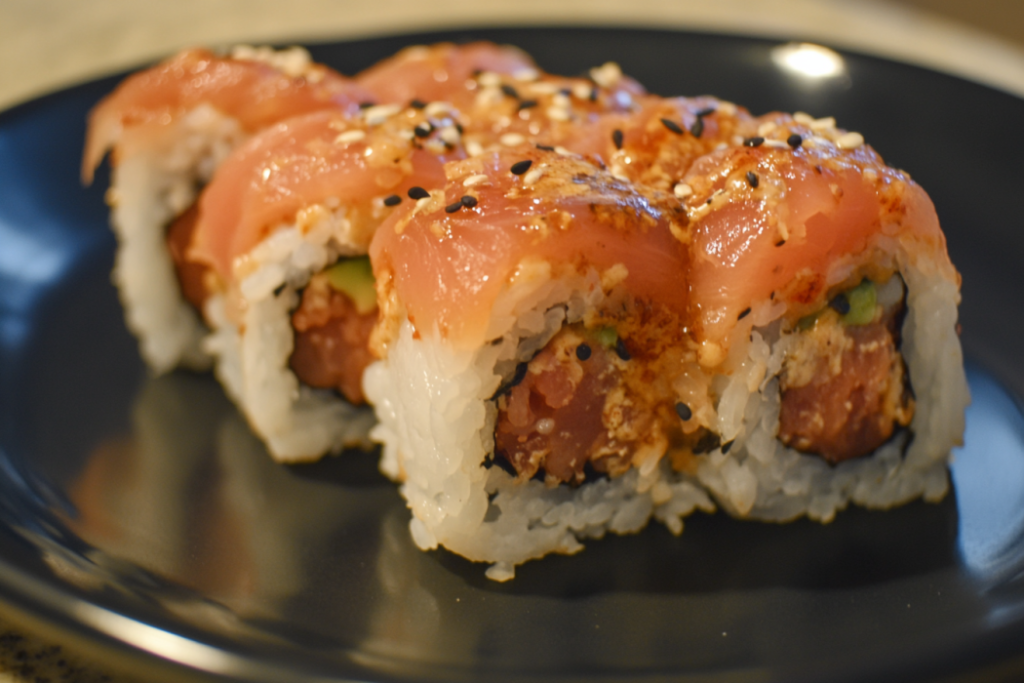 Spicy tuna roll, featuring fresh ingredients and bold flavors.